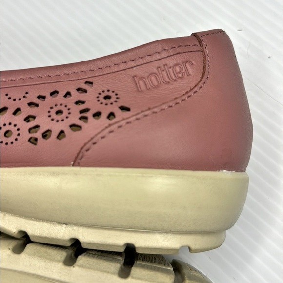 Hotter Precious Pink Leather Slip On Flats (9) - Picture 4 of 9